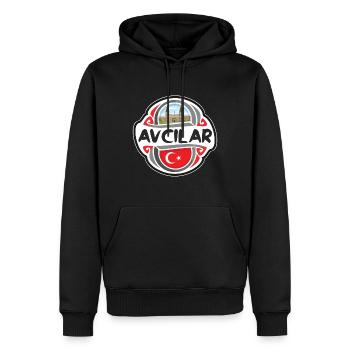 Avcilar Turquie Drapeau Badge Souvenir de Voyage Timbre Souvenir - Sweat à capuche Premium bio Homme - noir - Devant - Nico (187cm)