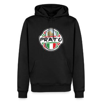 Prato Italie Drapeau Badge Voyage Souvenir Timbre - Sweat à capuche Premium bio Homme - noir - Devant - Nico (187cm)