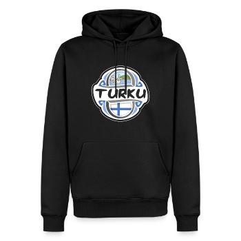 Turku Finnland Flagge Abzeichen Reise Souvenir Stempel - Männer Premium Bio Hoodie - Schwarz - Vorne - Nico (187cm)