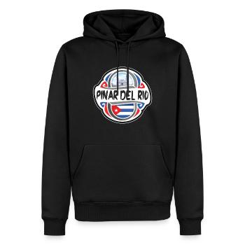 Pinar del Rio Cuba Drapeau Voyage Souvenir Badge Stam - Sweat à capuche Premium bio Homme - noir - Devant - Nico (187cm)