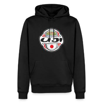 Uji Japan Flagge Abzeichen Reise Souvenir Stempel - Männer Premium Bio Hoodie - Schwarz - Vorne - Nico (187cm)