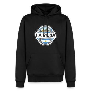 La Rioja Argentine Drapeau Voyage Souvenir Badge Stam - Sweat à capuche Premium bio Homme - noir - Devant - Nico (187cm)