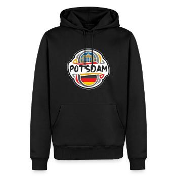 Potsdam Deutschland Flaggenabzeichen Reise Souvenir Briefmarke - Männer Premium Bio Hoodie - Schwarz - Vorne - Nico (187cm)