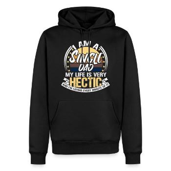 Père célibataire Père célibataire Parents célibataires Cadeau - Sweat à capuche Premium bio Homme - noir - Devant - Nico (187cm)