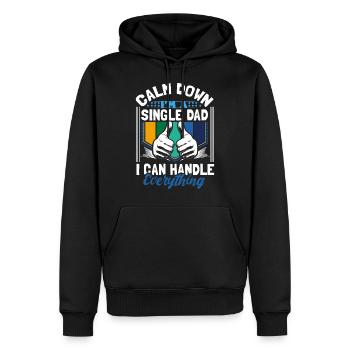 Cadeau père fille monoparental - Sweat à capuche Premium bio Homme - noir - Devant - Nico (187cm)