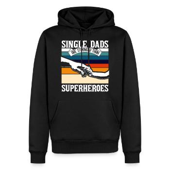 Père célibataire Père célibataire - Sweat à capuche Premium bio Homme - noir - Devant - Nico (187cm)