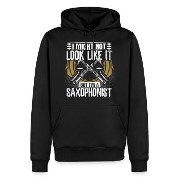 Saxophone Blues - Sweat à capuche Premium bio Homme - noir - Devant - Nico (187cm)
