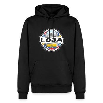Loja Ecuador Flagge Abzeichen Reise Souvenir Stempel - Männer Premium Bio Hoodie - Schwarz - Vorne - Nico (187cm)