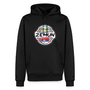 Zemun Serbien Flagge Abzeichen Reise Souvenir Briefmarke - Männer Premium Bio Hoodie - Schwarz - Vorne - Nico (187cm)