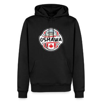 Oshawa Kanada Flagge Abzeichen Reise Souvenir Briefmarke - Männer Premium Bio Hoodie - Schwarz - Vorne - Nico (187cm)