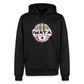 Iwata Japon Drapeau Badge Souvenir de Voyage Timbre - Sweat à capuche Premium bio Homme - noir - Devant - Nico (187cm)