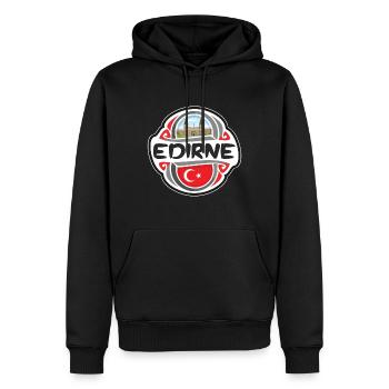 Edirne Turquie Drapeau Badge Voyage Souvenir Timbre - Sweat à capuche Premium bio Homme - noir - Devant - Nico (187cm)