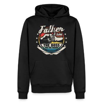 Vater und Sohn Dad Geschenkidee - Männer Premium Bio Hoodie - Schwarz - Vorne - Nico (187cm)