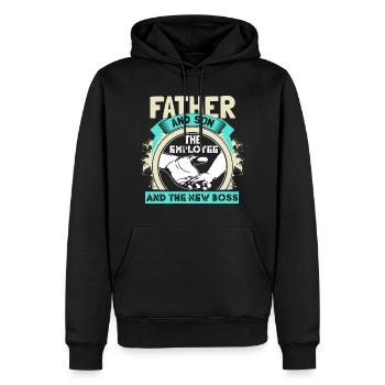 Père & Fils Nouveau-né Papa - Sweat à capuche Premium bio Homme - noir - Devant - Nico (187cm)