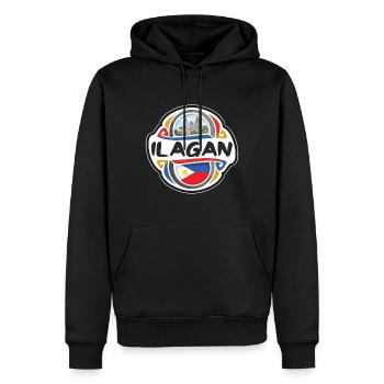 Ilagan Philippines Drapeau Voyage Souvenir Badge Stam - Sweat à capuche Premium bio Homme - noir - Devant - Nico (187cm)