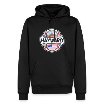 Hayward USA Drapeau des États-Unis Souvenir de voyage Mauvais - Sweat à capuche Premium bio Homme - noir - Devant - Nico (187cm)