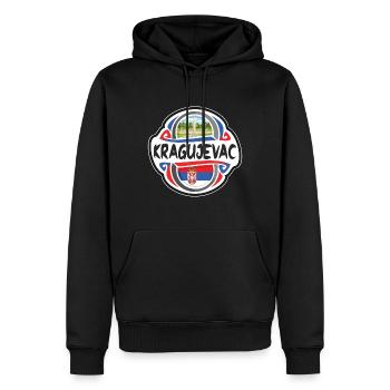 Kragujevac Serbien Flagge Abzeichen Reise Souvenir Briefmarke - Männer Premium Bio Hoodie - Schwarz - Vorne - Nico (187cm)