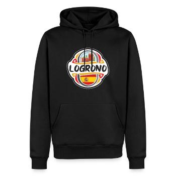Logroño Espagne Drapeau Badge Souvenir de Voyage Timbre Souvenir - Sweat à capuche Premium bio Homme - noir - Devant - Nico (187cm)