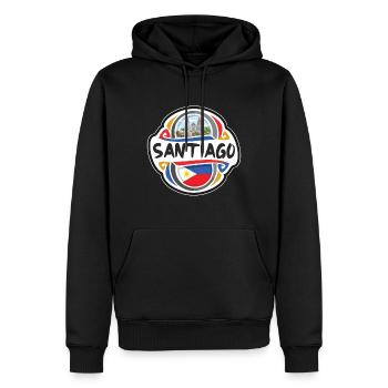 Santiago Philippines Drapeau Voyage Souvenir Badge St - Sweat à capuche Premium bio Homme - noir - Devant - Nico (187cm)