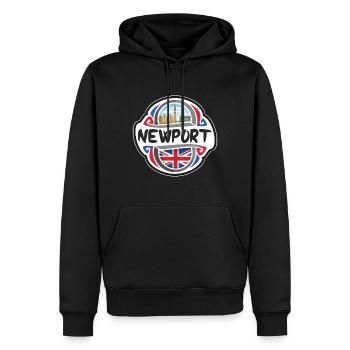 Newport UK Vereinigtes Königreich Flagge Reisesouvenir Bad - Männer Premium Bio Hoodie - Schwarz - Vorne - Nico (187cm)