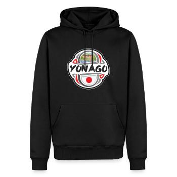 Yonago Japon Drapeau Badge Souvenir de Voyage Timbre - Sweat à capuche Premium bio Homme - noir - Devant - Nico (187cm)