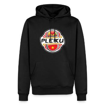 Pleiku Vietnam Flag Badge Souvenir de Voyage - Sweat à capuche Premium bio Homme - noir - Devant - Nico (187cm)
