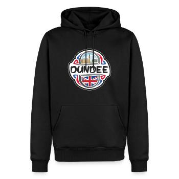 Dundee Royaume-Uni Drapeau du Royaume-Uni Souvenir de voyage Badg - Sweat à capuche Premium bio Homme - noir - Devant - Nico (187cm)