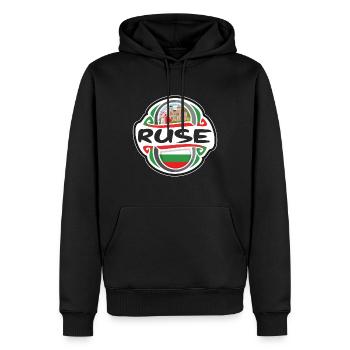 Ruse Bulgarien Flagge Abzeichen Reise Souvenir Briefmarke - Männer Premium Bio Hoodie - Schwarz - Vorne - Nico (187cm)