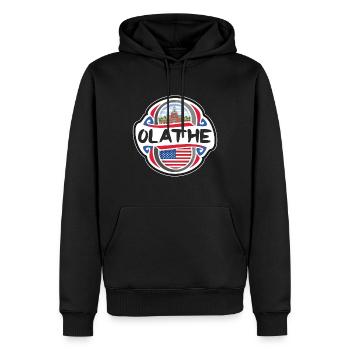 Olathe USA Drapeau des États-Unis Souvenir de voyage Badg - Sweat à capuche Premium bio Homme - noir - Devant - Nico (187cm)
