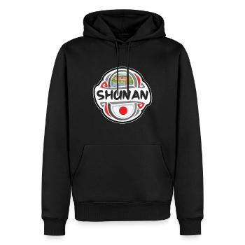 Shunan Japon Drapeau Badge Souvenir de Voyage Timbre - Sweat à capuche Premium bio Homme - noir - Devant - Nico (187cm)