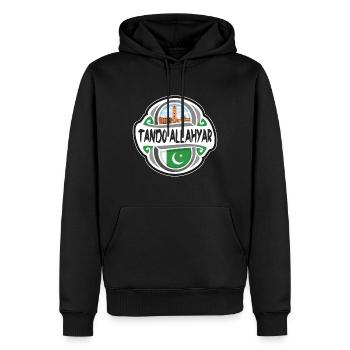Tando Allahyar Pakistan Drapeau Voyage Souvenir Badge - Sweat à capuche Premium bio Homme - noir - Devant - Nico (187cm)