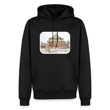 Esquisse d’aquarelle de Chine Illustration dessinée à la main - Sweat à capuche Premium bio Homme - noir - Devant - Nico (187cm)