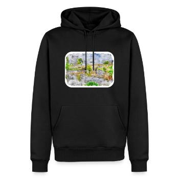 Uk Landmark Watercolor Sketch Painting Illustratio - Men’s Premium Organic Hoodie - black - Front - Nico (187cm)