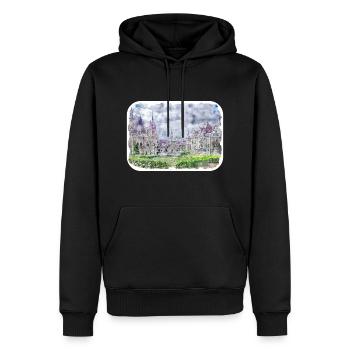 Pologne Repère Aquarelle Esquisse Dessin de peinture - Sweat à capuche Premium bio Homme - noir - Devant - Nico (187cm)