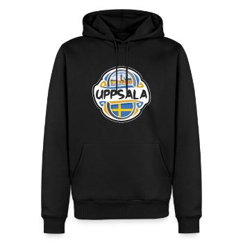 Uppsala Suède Drapeau Badge Voyage Souvenir Timbre - Sweat à capuche Premium bio Homme - noir - Devant - Nico (187cm)