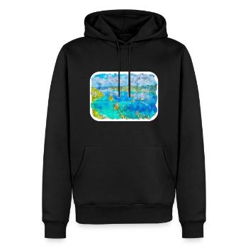 Indonésie Aquarelle Esquisse Dessinée à la Main Peinture - Sweat à capuche Premium bio Homme - noir - Devant - Nico (187cm)