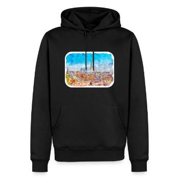 Tallinn Estland Aquarellskizze gezeichnet Illustrati - Männer Premium Bio Hoodie - Schwarz - Vorne - Nico (187cm)