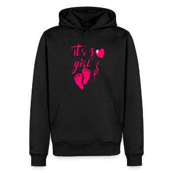 C’est une fille - Sweat à capuche Premium bio Homme - noir - Devant - Nico (187cm)