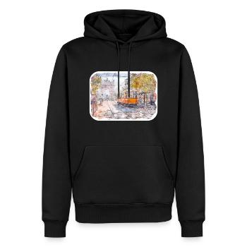 Milan Italie Aquarelle Esquisse Dessinée Illustration - Sweat à capuche Premium bio Homme - noir - Devant - Nico (187cm)