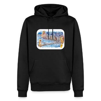 Budapest Ungarn Aquarell Skizze Illustration - Männer Premium Bio Hoodie - Schwarz - Vorne - Nico (187cm)