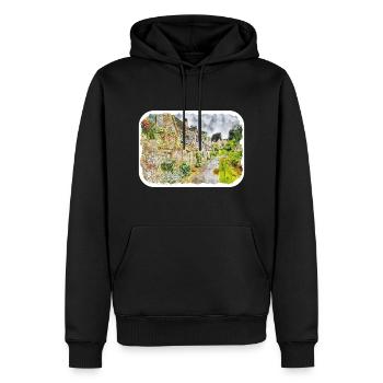 Angleterre Royaume-Uni Aquarelle Esquisse Dessinée à la main Peinture - Sweat à capuche Premium bio Homme - noir - Devant - Nico (187cm)