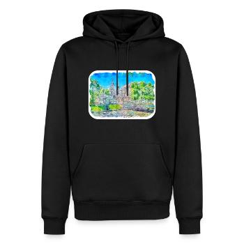 St. Petersburg Russland Aquarellskizze gezeichnet Abbus - Männer Premium Bio Hoodie - Schwarz - Vorne - Nico (187cm)
