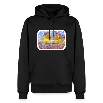 Varsovie Pologne Aquarelle Esquisse Dessinée Peinture - Sweat à capuche Premium bio Homme - noir - Devant - Nico (187cm)