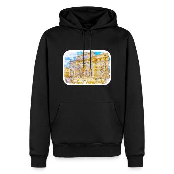 Rome Italie Croquis à l’aquarelle Peinture dessinée à la main - Sweat à capuche Premium bio Homme - noir - Devant - Nico (187cm)