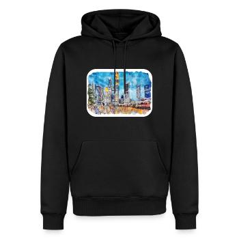 Singapour Croquis à l’aquarelle Peinture dessinée à la main - Sweat à capuche Premium bio Homme - noir - Devant - Nico (187cm)