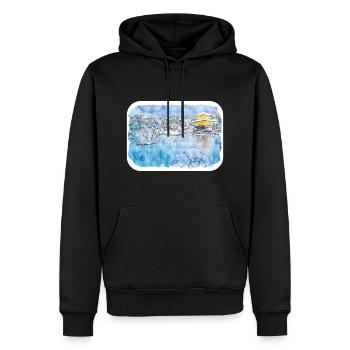 Japan Aquarellskizze Handgezeichnete Illustration - Männer Premium Bio Hoodie - Schwarz - Vorne - Nico (187cm)