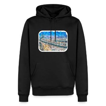 Zürich Schweiz Aquarell Skizze Illustration - Männer Premium Bio Hoodie - Schwarz - Vorne - Nico (187cm)
