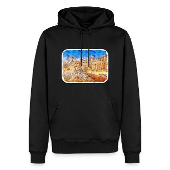 Jaipur Inde Aquarelle Esquisse Peinture Dessinée - Sweat à capuche Premium bio Homme - noir - Devant - Nico (187cm)
