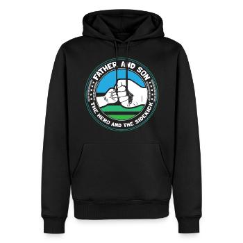 Père Fils Paternité Papa Cadeau - Sweat à capuche Premium bio Homme - noir - Devant - Nico (187cm)