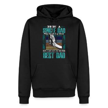 Cadeau père fille monoparental - Sweat à capuche Premium bio Homme - noir - Devant - Nico (187cm)